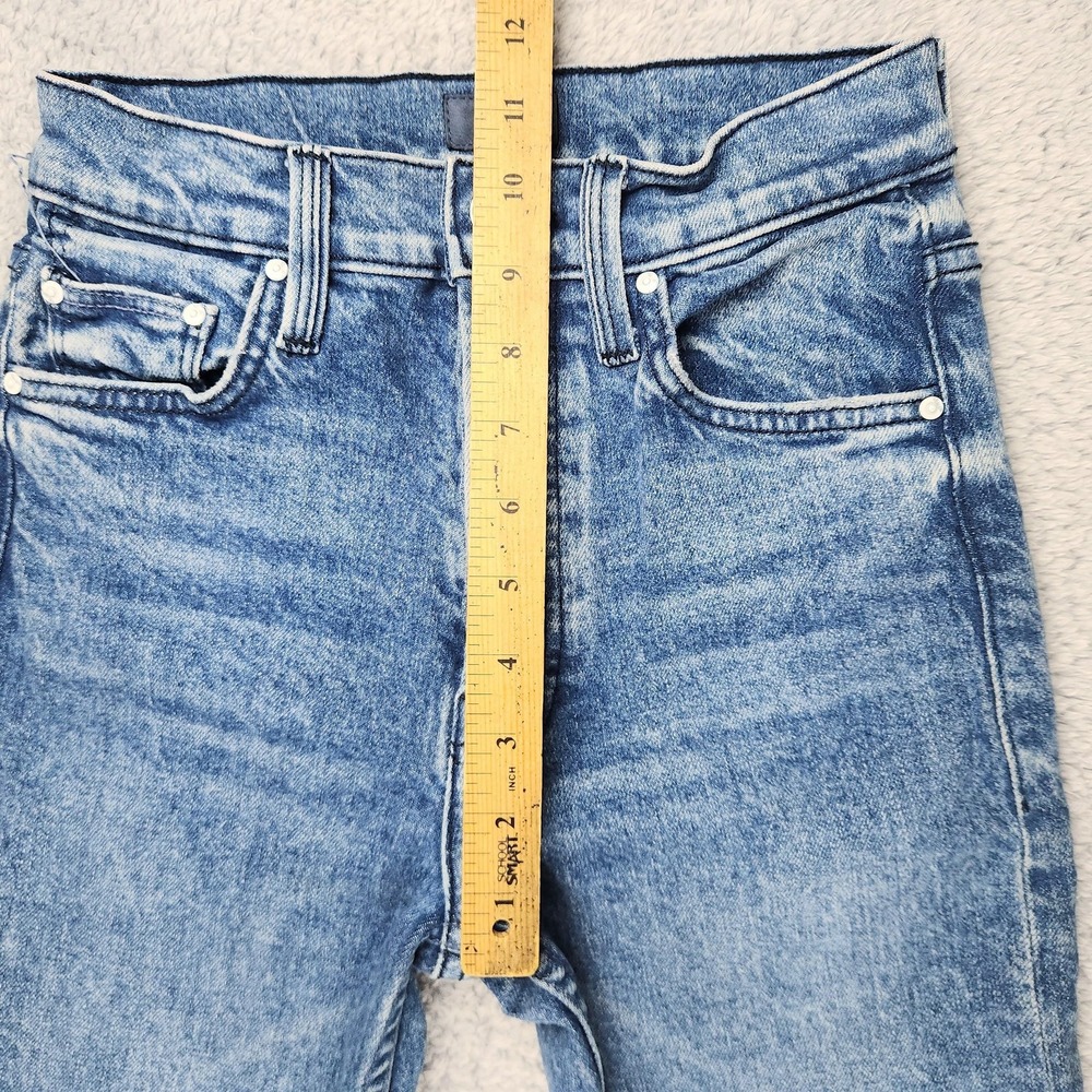 Mother The Tomcat Jeans Womens 24 Blue Distressed High Rise Button Fly Raw Hem - Picture 11 of 16